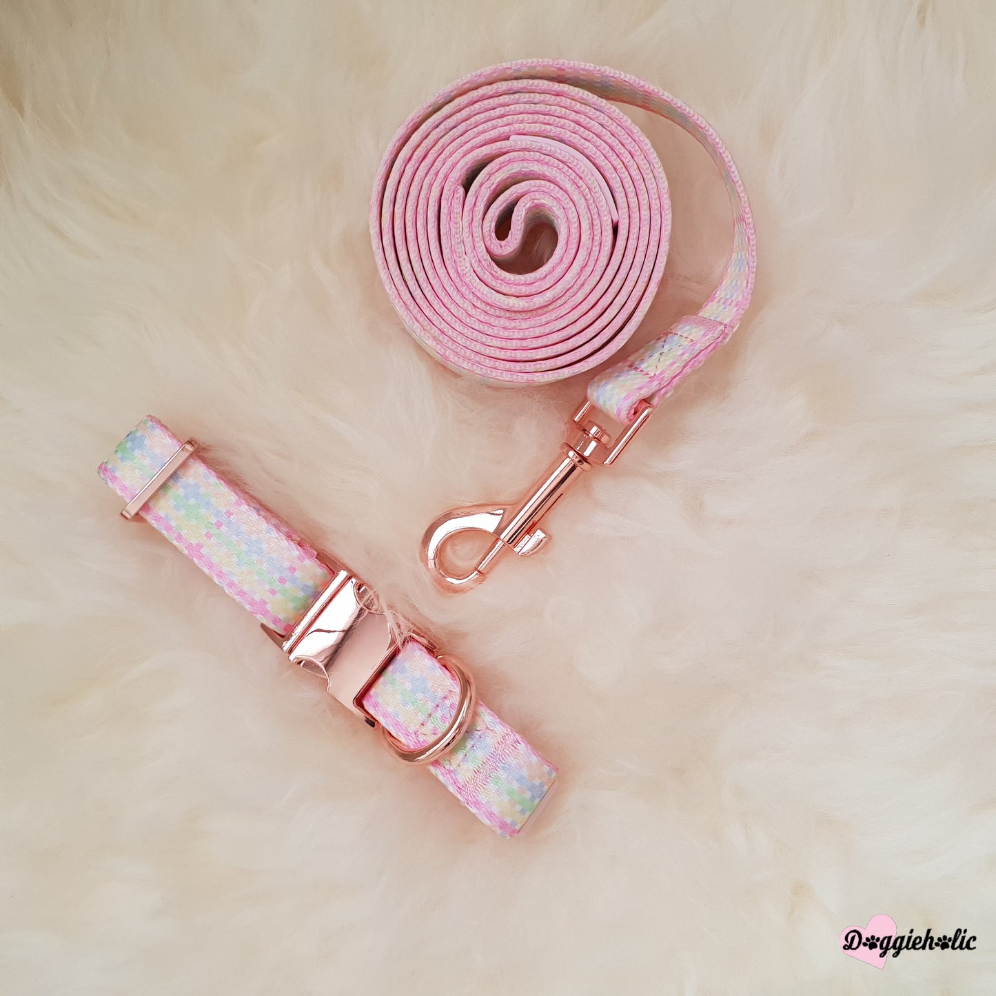 Colorful Checkered Set (Collar + Leash)